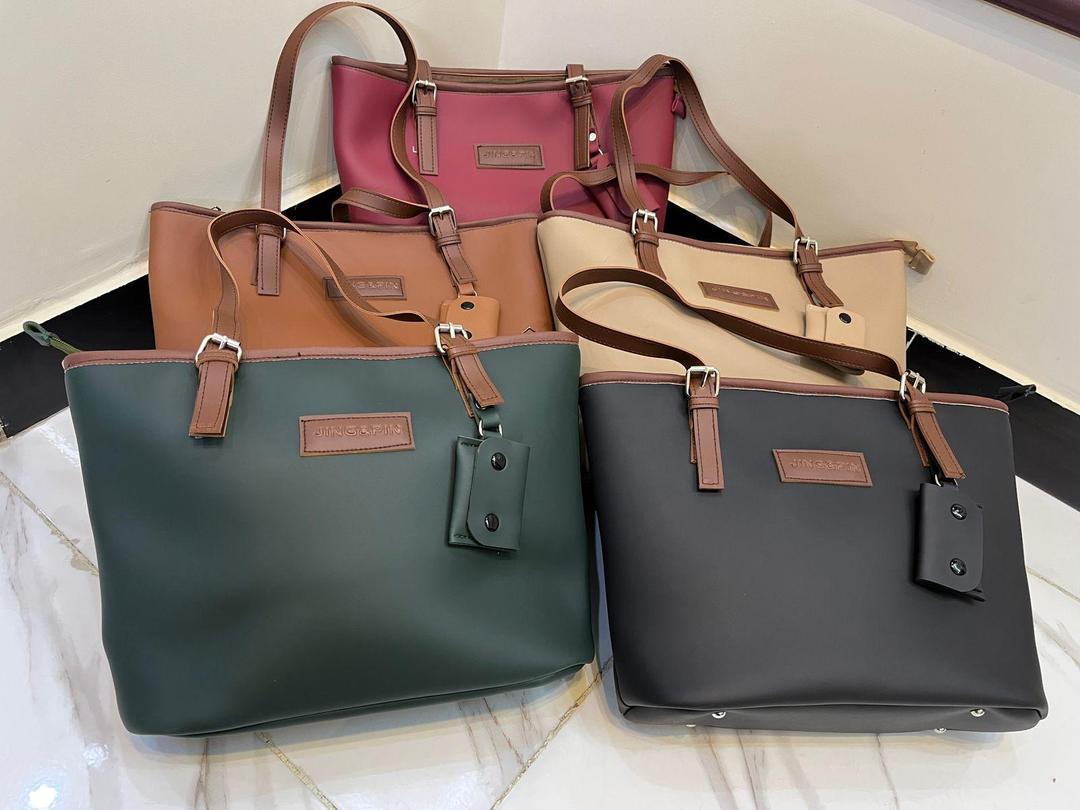 Stylish Women's Rexine Tote Bag - 1 Pc, Plain Design