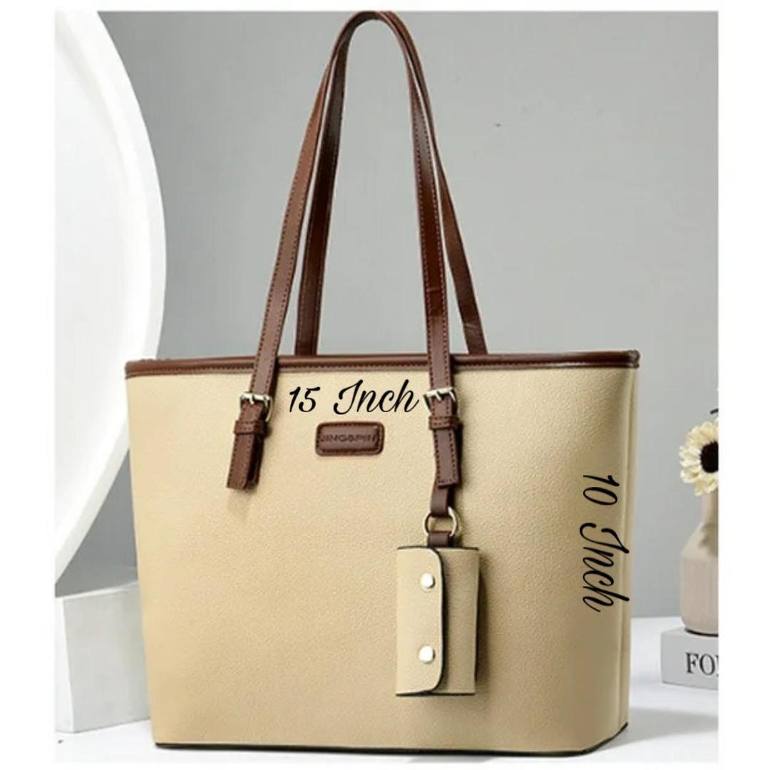 Stylish Women's Rexine Tote Bag - 1 Pc, Plain Design